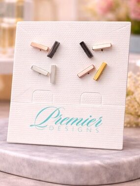 ⚠️ 5/25: Premier Designs Mixed Metal Bar Studs - Rose, Black, Silver, Gold